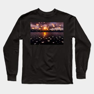 Sunset Lake Raindrops At The Break Of Sunset Long Sleeve T-Shirt